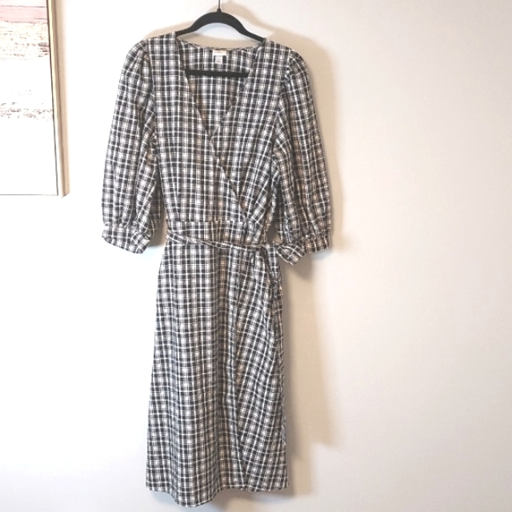 COPY - a new day Puff Sleeve Plaid Dress